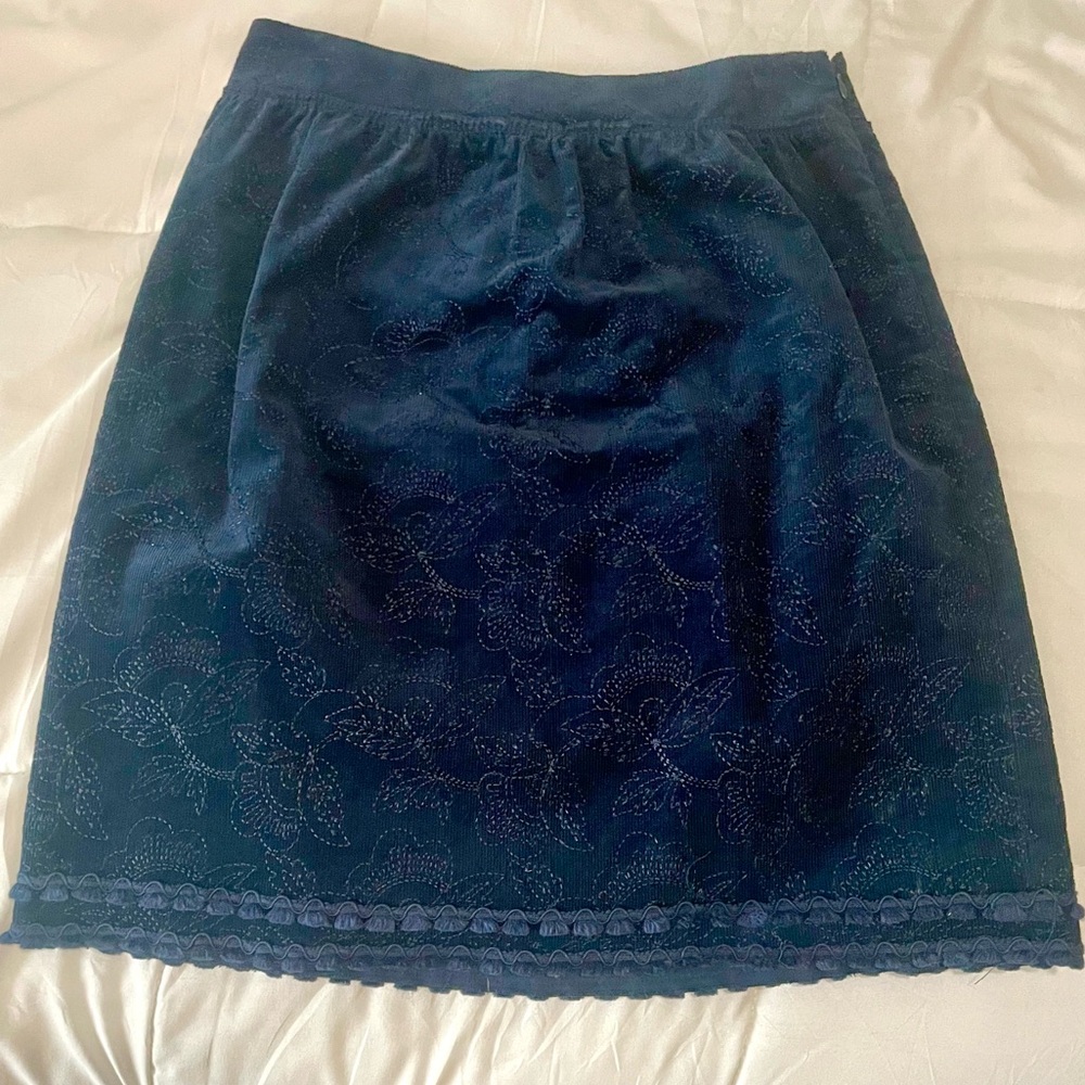 CYNTHIA STEFFE Blue Velvet Skirt